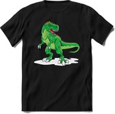 Dino Kinder T-Shirt Jongens / Meisjes  -  Leuk Dinosaurus Cadeau Shirt - grappige Spreuken, Zinnen en Teksten. Maat 134/140