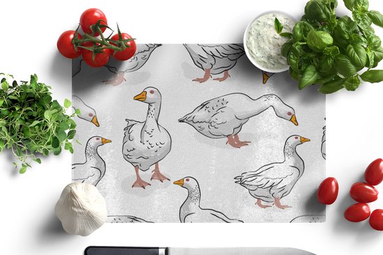 Planche à découper en Verres - 39x28 - Motif - Vogel - Oie - Planches à découper en Glas