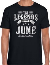 Legends are born in June t-shirt voor heren - zwart - verjaardag in juni - cadeau shirt 30, 40, 50, 60 jaar XXL