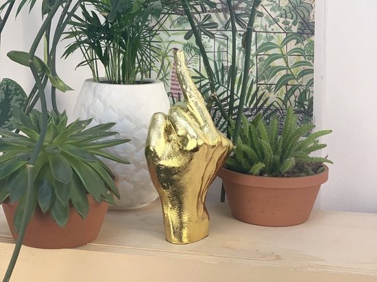 Gouden middelvinger beeldje - Bitten Design