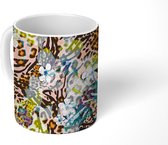 Mok - Koffiemok - Regenboog - Bloemen - Panterprint - Luxe - Design - Mokken - 350 ML - Beker - Koffiemokken - Theemok