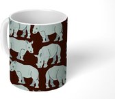 Mok - Koffiemok - Patronen - Neushoorn - Afrika - Mokken - 350 ML - Beker - Koffiemokken - Theemok