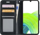 Hoes Geschikt voor Samsung A33 Hoesje Book Case Hoes Flip Cover Wallet Bookcase - Zwart