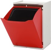 Wandprullenbak / Afvalbak voor Recycling - Vrijstaand - Stapelbaar - Wandmontage - Rood