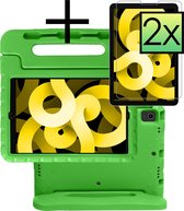 Hoesje Geschikt voor iPad Air 2022 Hoesje Kinderhoes Shockproof Hoes Kids Case Met 2x Screenprotector - Groen