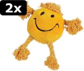 2x HAPPY FACES PLUCHE SMILEY GEEL 29CM