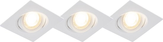 QAZQA miu - Moderne Dimbare LED Inbouwspot met Dimmer - 3 stuks - L 92 mm - Wit - Woonkamer | Slaapkamer | Keuken