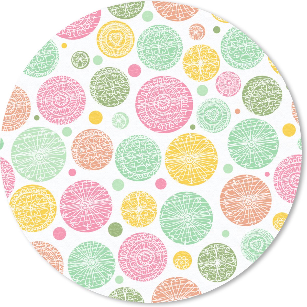 Muismat rond 20x20 cm - Mousepad Regenboog - Stippen - Patroon - Ronde muismatten
