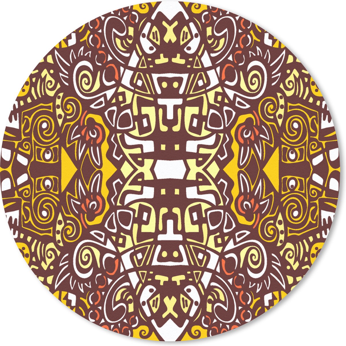 Muismat rond 40x40 cm - Mousepad Patroon - Azteken - Mexico - Ronde muismatten