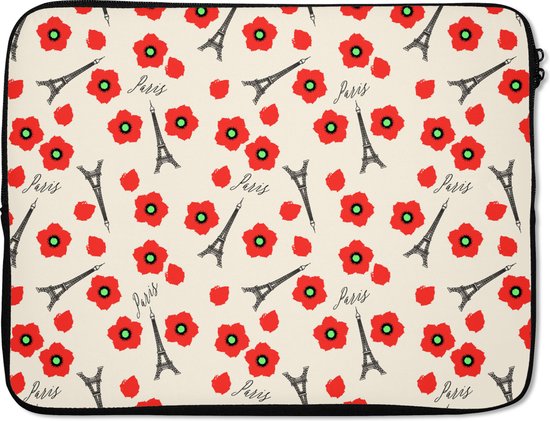 Housse ordinateur 17 pouces - Motifs - Paris - Tour Eiffel - Fleurs - Housse ordinateur