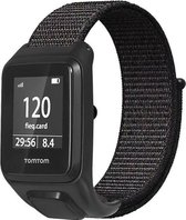 Nylon Smartwatch bandje - Geschikt voor TomTom Runner 3 nylon bandje - zwart - Strap-it Horlogeband / Polsband / Armband