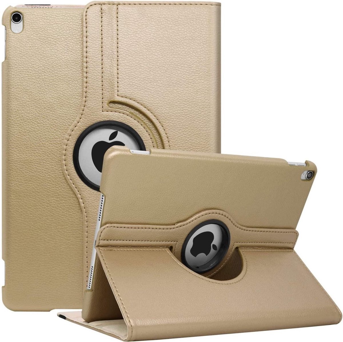 CoverMore Tablethoes - Geschikt voor iPad 10.2 2019/2020/2021 en Air 3 10.5 Case - Tablet Hoesje Goud - 360 Draaibare Book Cover met Pencil Opbergvak