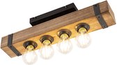 QAZQA reena - Industriele Plafondlamp - 4 lichts - L 465 mm - Bruin - Industrieel - Woonkamer | Slaapkamer | Keuken
