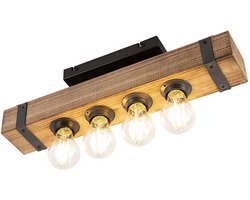 QAZQA reena – Industriele Plafondlamp – 4 lichts – L 465 mm – Bruin – Industrieel – Woonkamer | Slaapkamer | Keuken
