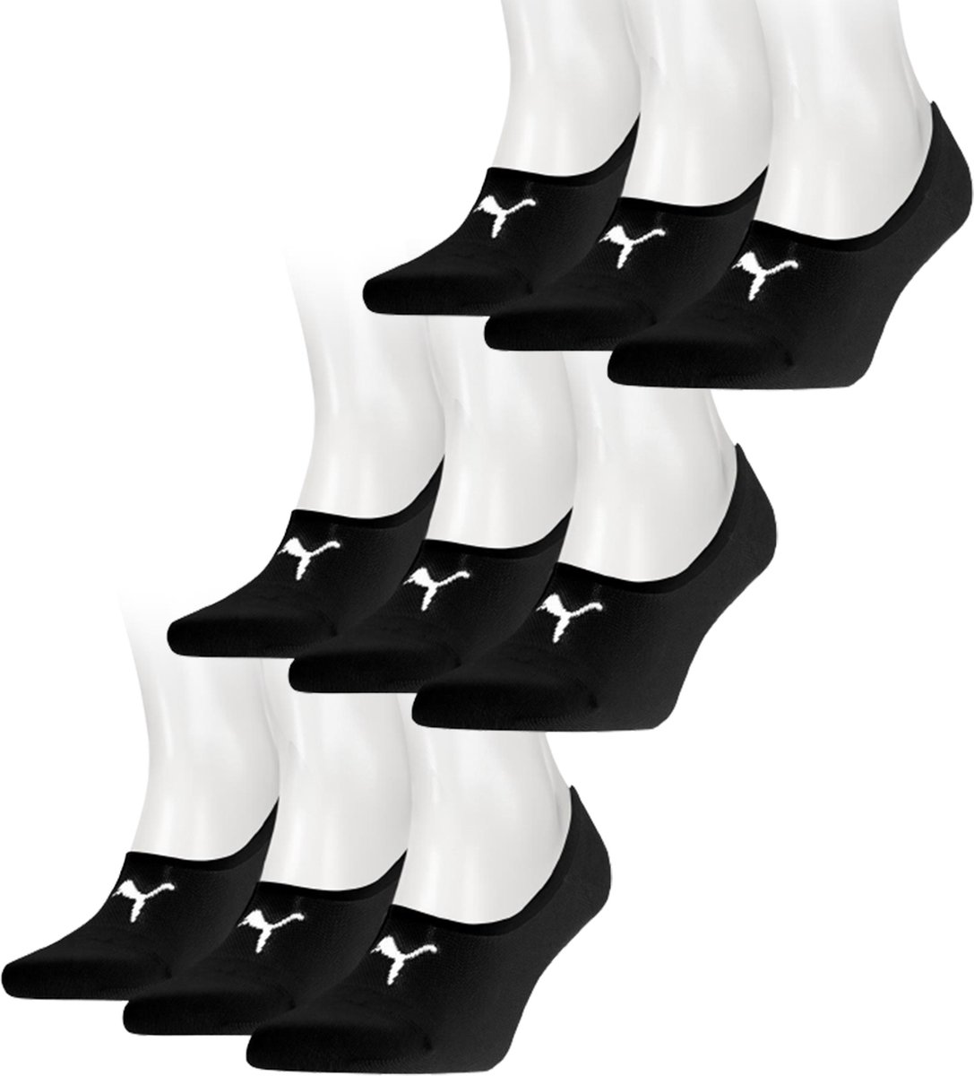 Puma Footies 9 paar Unisex Invisible Sokken Zwart