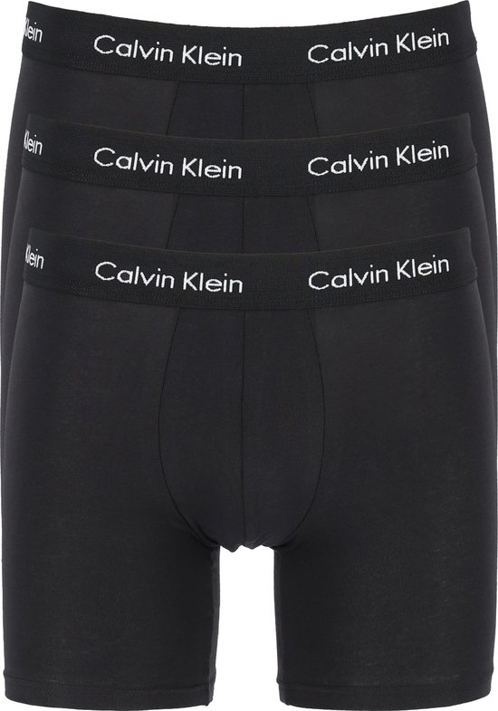 Calvin Klein Cotton Stretch boxer brief (3-pack) - heren boxers extra lang  - zwart met... | bol.com