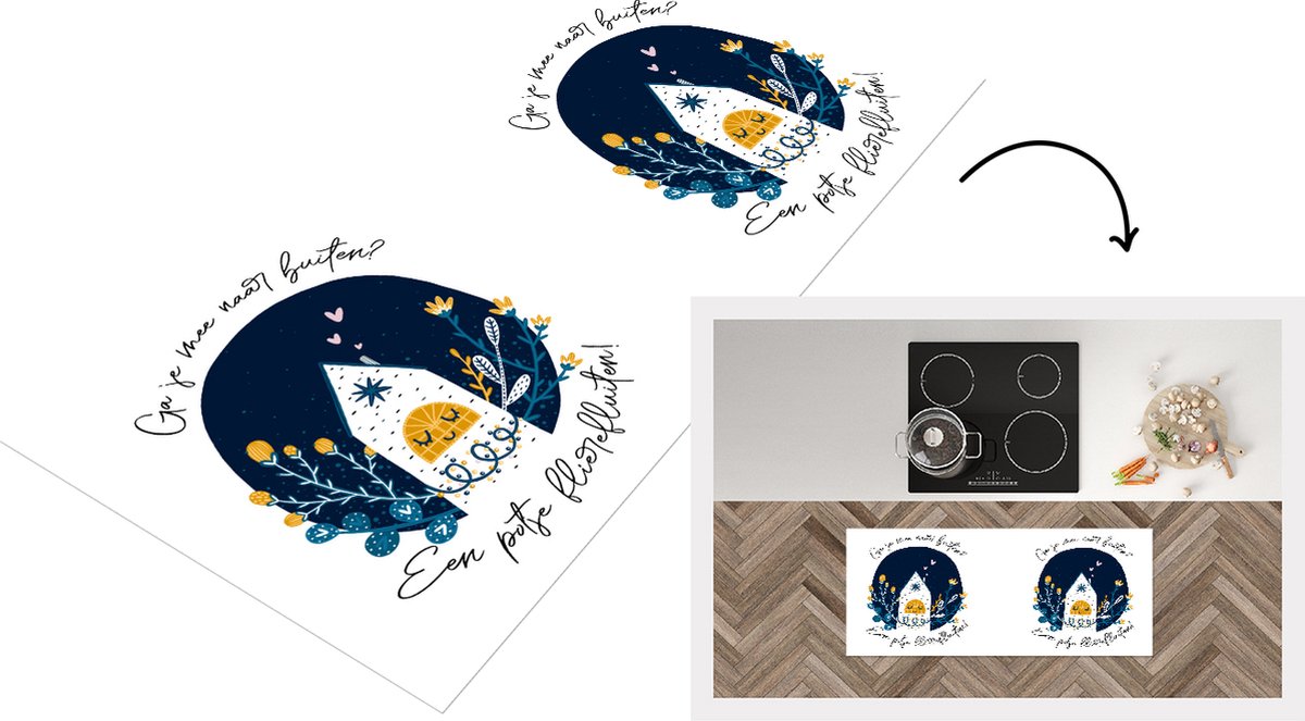 KitchenYeah Keukenloper - Loper keuken - Quotes - Spreuken - Ga je mee naar buiten? - 120x50 cm - Keukenloper vinyl Multicolor