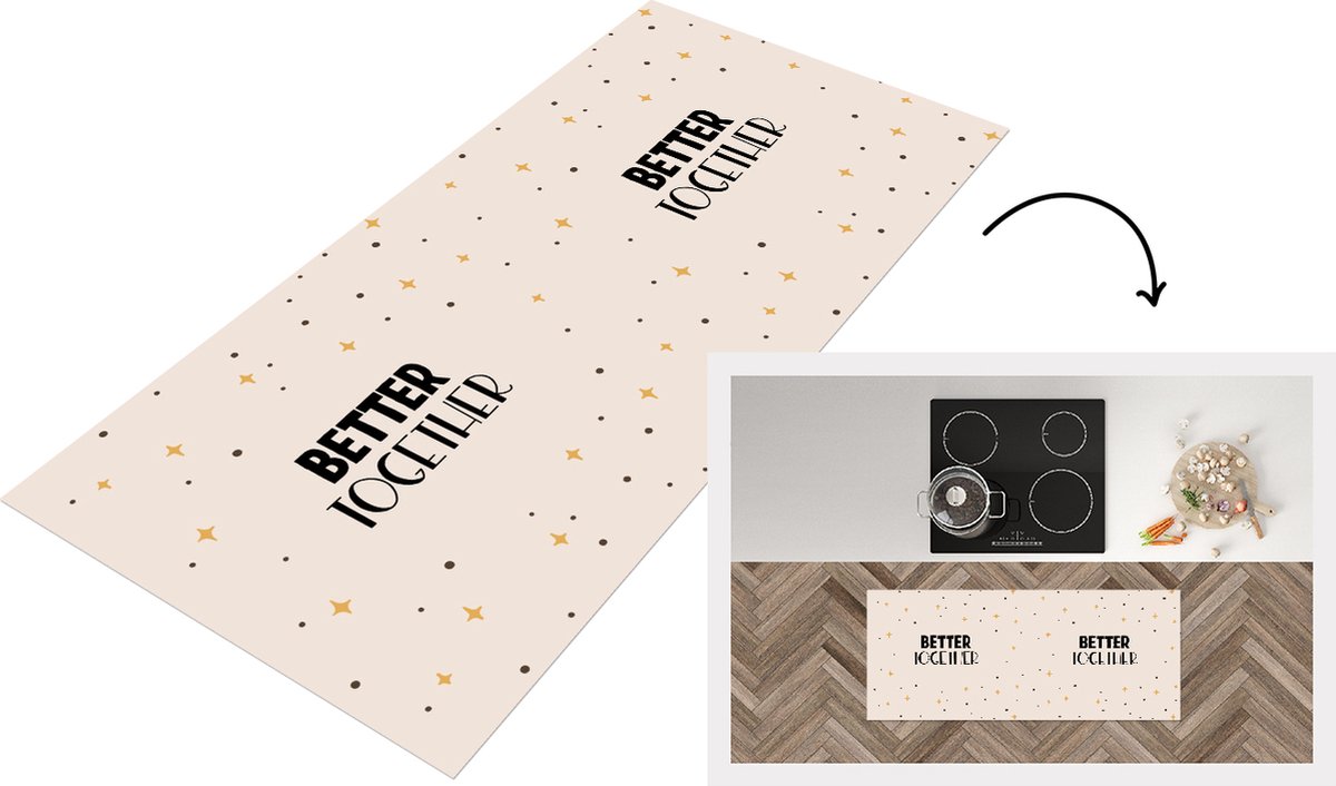 KitchenYeah Keukenloper - Loper keuken - Liefde - Quotes - Relatie - Better together - Spreuken - 120x50 cm - Keukenloper vinyl Multicolor