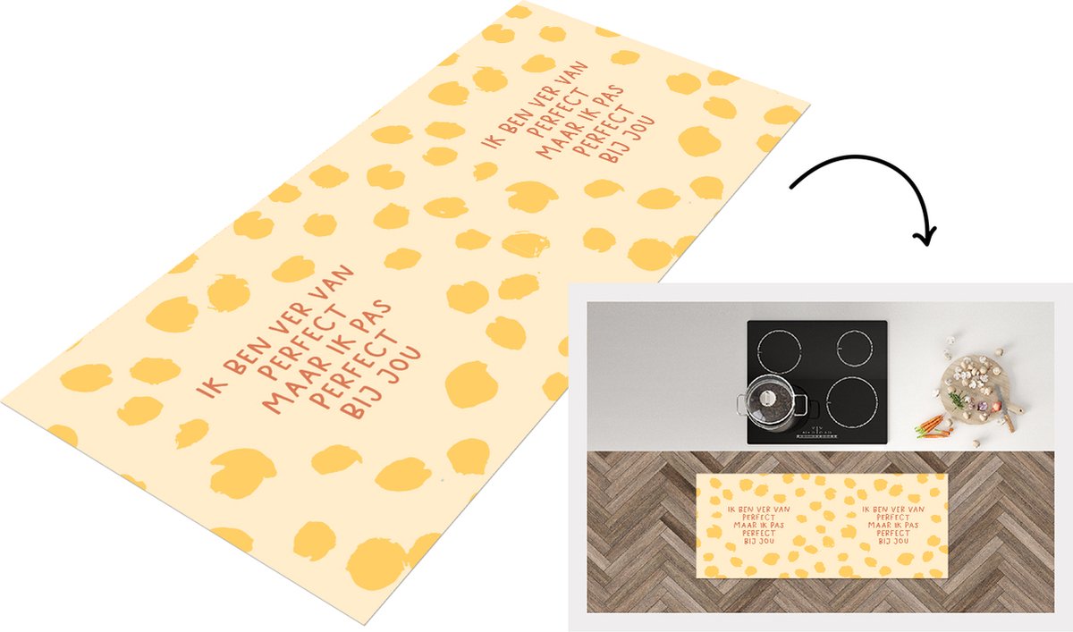 KitchenYeah Keukenloper - Loper keuken - Liefde - Spreuken - Ik pas perfect bij jou - Quotes - 120x50 cm - Keukenloper vinyl Multicolor