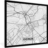 Cadre photo avec affiche Zwart Wit- België - Deinze - Plan de la ville - Carte - Zwart Wit - Carte - 40x40 cm - Cadre pour affiche