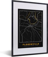 Fotolijst incl. Poster - Florenville - Kaart - Plattegrond - Gold - Stadskaart - 30x40 cm - Posterlijst