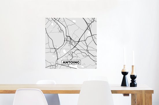Poster City Map – Carte – België – Zwart Wit – Antoing – Carte - 50x50 cm