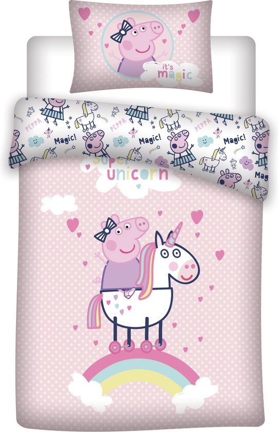 Foto: Peppa pig dekbedovertrek unicorn eenpersoons 140 x 200 cm katoen