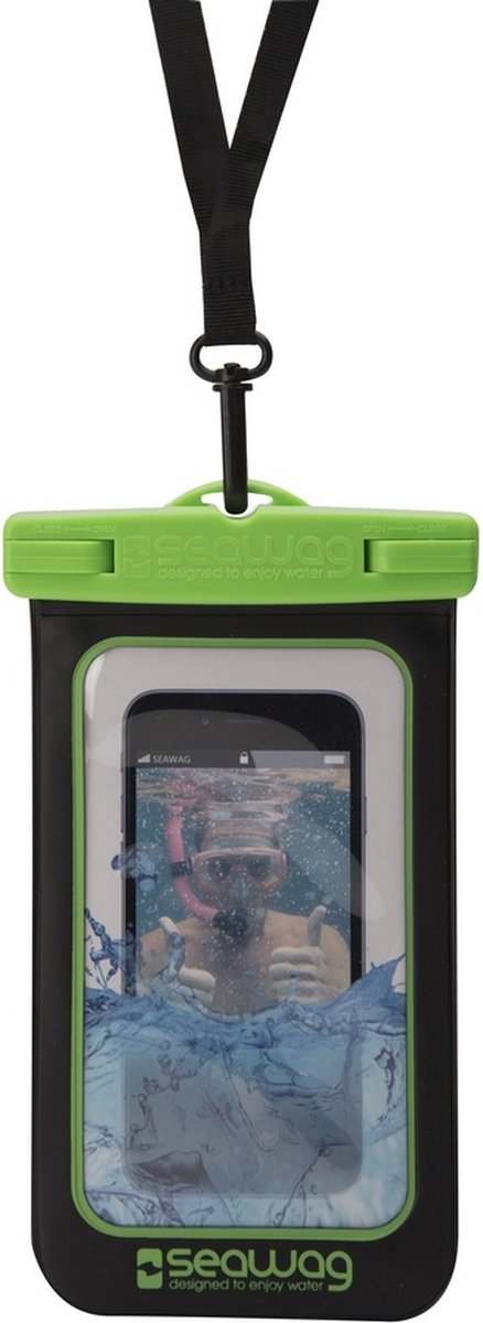 Seawag waterdicht telefoonhoesje Black & Green 5,7" - Universeel hoesje - IPX8 - touchscreen blijft werken