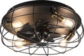 Trio Leuchten - Plafondventilator Trondheim Ø 49 cm - geschikt voor lage plafonds – plafondlamp ventilator – energie zuinig – stil – ventilator met rooster - zwart