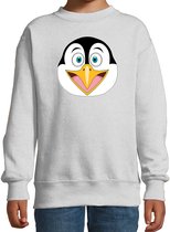 Cartoon pinguin trui grijs voor jongens en meisjes - Kinderkleding / dieren sweaters kinderen 152/164