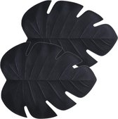 Set van 8x stuks placemats blad zwart - vinyl - 47 x 38 cm - Onderleggers