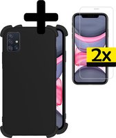 Hoes voor iPhone XR Hoesje Zwart Met 2x Screenprotector Shockproof - Hoes voor iPhone XR Case - Shockproof Hoes voor iPhone XR Hoes Met 2x Screenprotector - Zwart