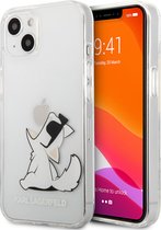 iPhone 13 Mini Backcase hoesje - Karl Lagerfeld - Poezen Transparant - TPU (Zacht)