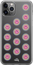 iPhone 11 Pro Case - Smiley Double Pink - xoxo Wildhearts Transparant Case