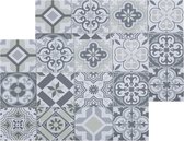 Set van 10x stuks rechthoekige placemats mozaiek grijs - vinyl - 45 x 30 cm - Onderleggers