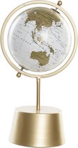 Decoratie wereldbol/globe goud op metalen voet/standaard 35 x 19 cm - Landen/continenten topografie