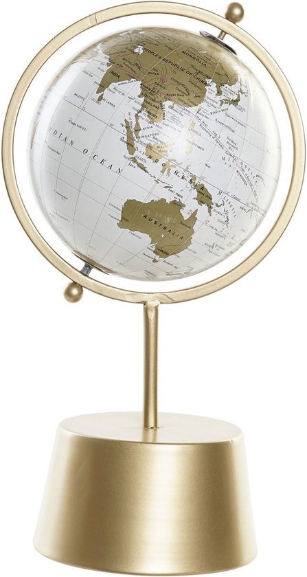 Globe Décoration /globe doré sur socle métal/étendard 35 x 19 cm - Topographie Landen/continents