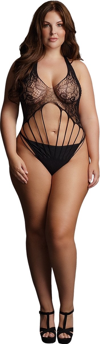 Strappy Lace Teddy - Black - OSX