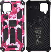 Samsung Galaxy A12 (5G) Hoesje - Rugged Extreme Backcover Camouflage met Kickstand - Pink