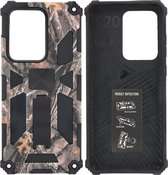 Samsung Galaxy S20 Ultra Hoesje - Rugged Extreme Backcover Takjes Camouflage met Kickstand - Grijs