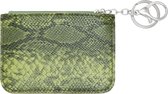 Mini portemonnee smooth snake skin met sleutelring - Groen
