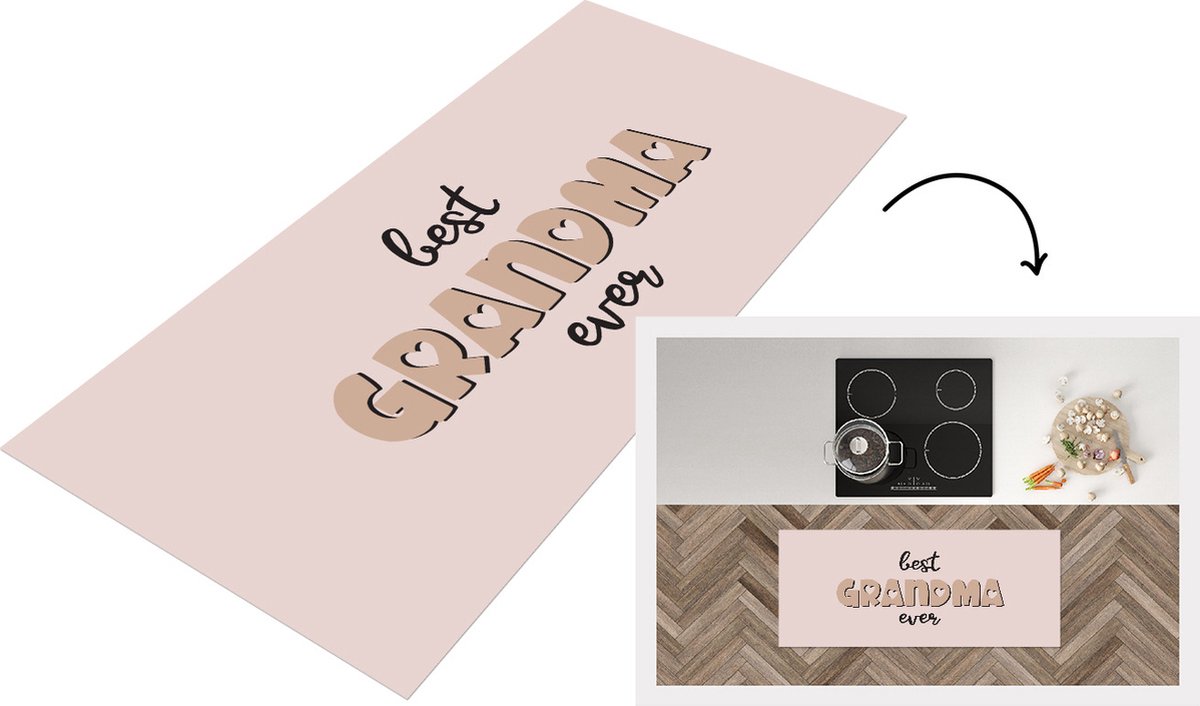 KitchenYeah Keukenloper - Loper keuken - Spreuken - Quotes - Best grandma ever - Grootmoeder - 120x50 cm - Keukenloper vinyl Multicolor