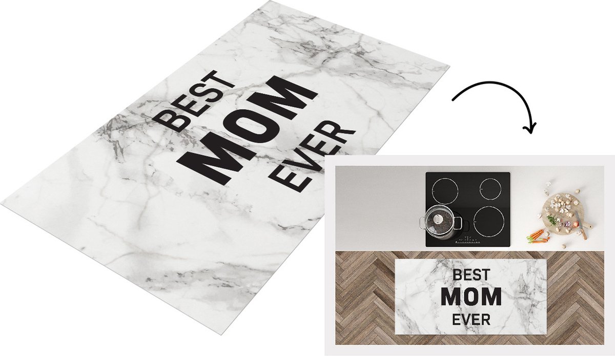 KitchenYeah Keukenloper - Loper keuken - Quotes - Mama - Best mom ever - Spreuken - 120x60 cm - Keukenloper vinyl Multicolor