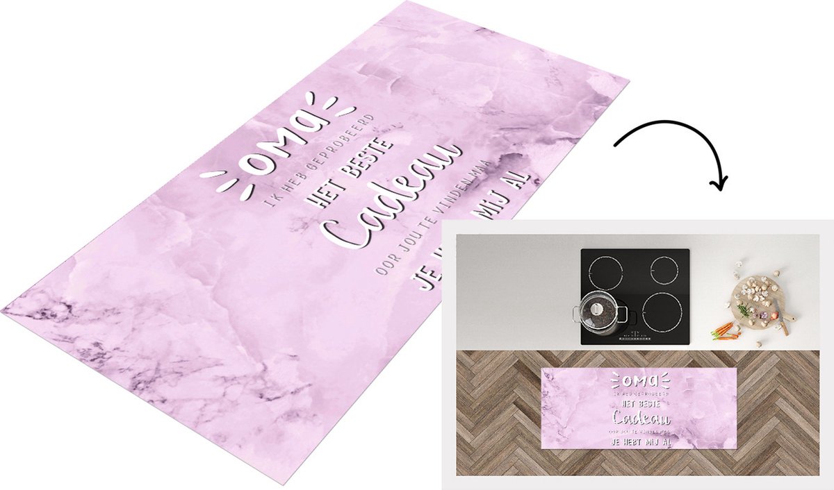 KitchenYeah Keukenloper - Loper keuken - Oma - Quotes - Spreuken - Oma je hebt mij al - 120x50 cm - Keukenloper vinyl Multicolor