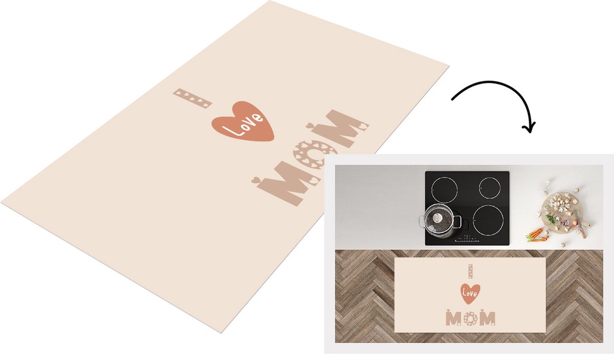 KitchenYeah Keukenloper - Loper keuken - Spreuken - I love mom - Mama - Quotes - 120x60 cm - Keukenloper vinyl Multicolor