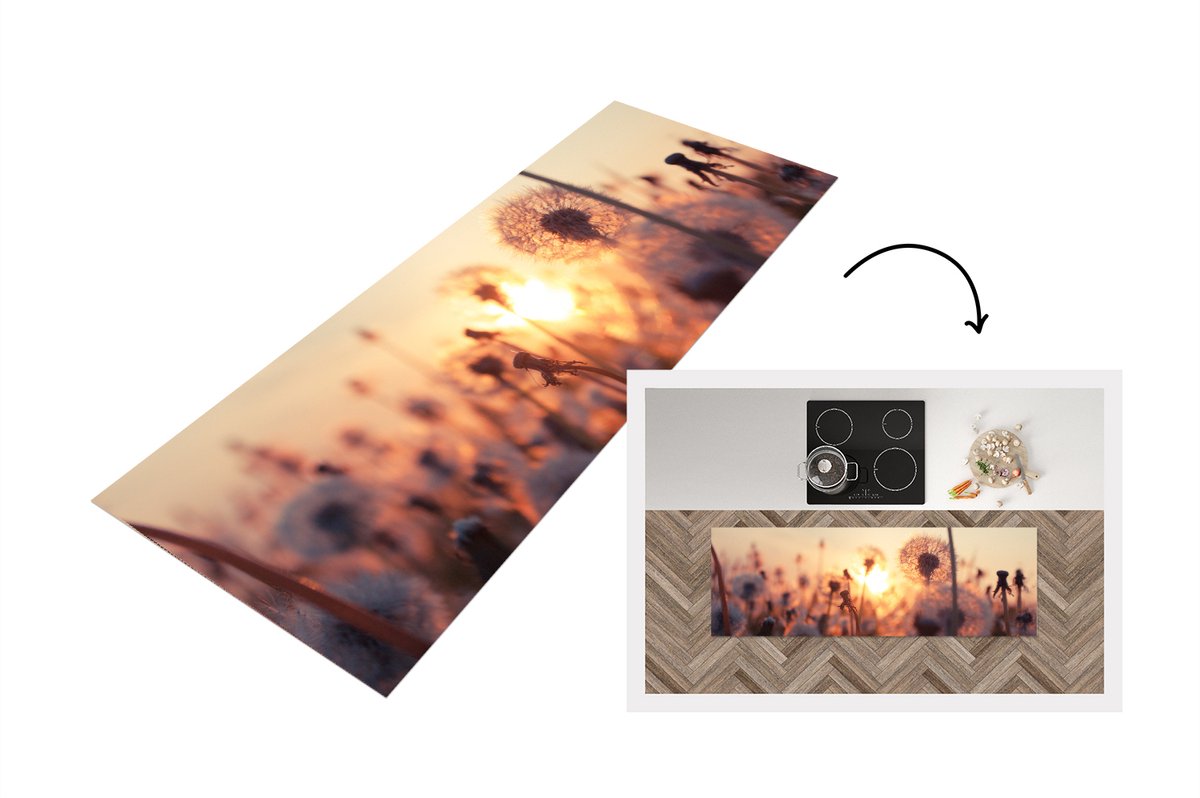 KitchenYeah Keukenloper - Loper keuken - Paardenbloem - Zonsondergang - Lente - Keukenloper vinyl multicolor, foto 6