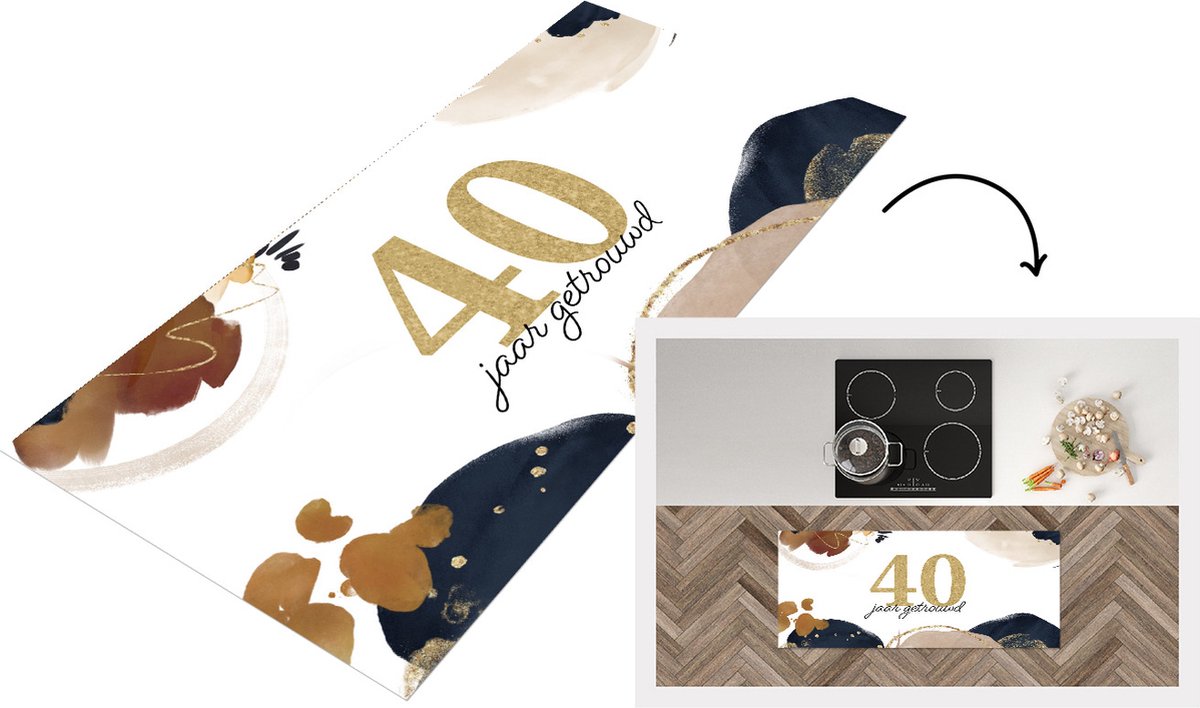 KitchenYeah Keukenloper - Loper keuken - Huwelijk - 40 jaar getrouwd - Spreuken - Quotes - 120x50 cm - Keukenloper vinyl Multicolor