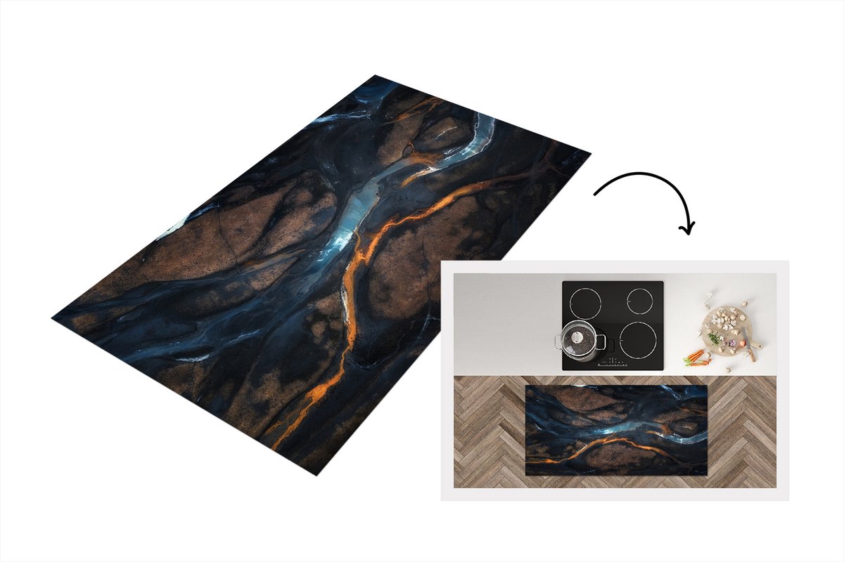 KitchenYeah Keukenloper - Loper keuken - Luchtfoto met uitzicht op het blauwe water van een rivier - 120x60 cm - Keukenloper vinyl Multicolor