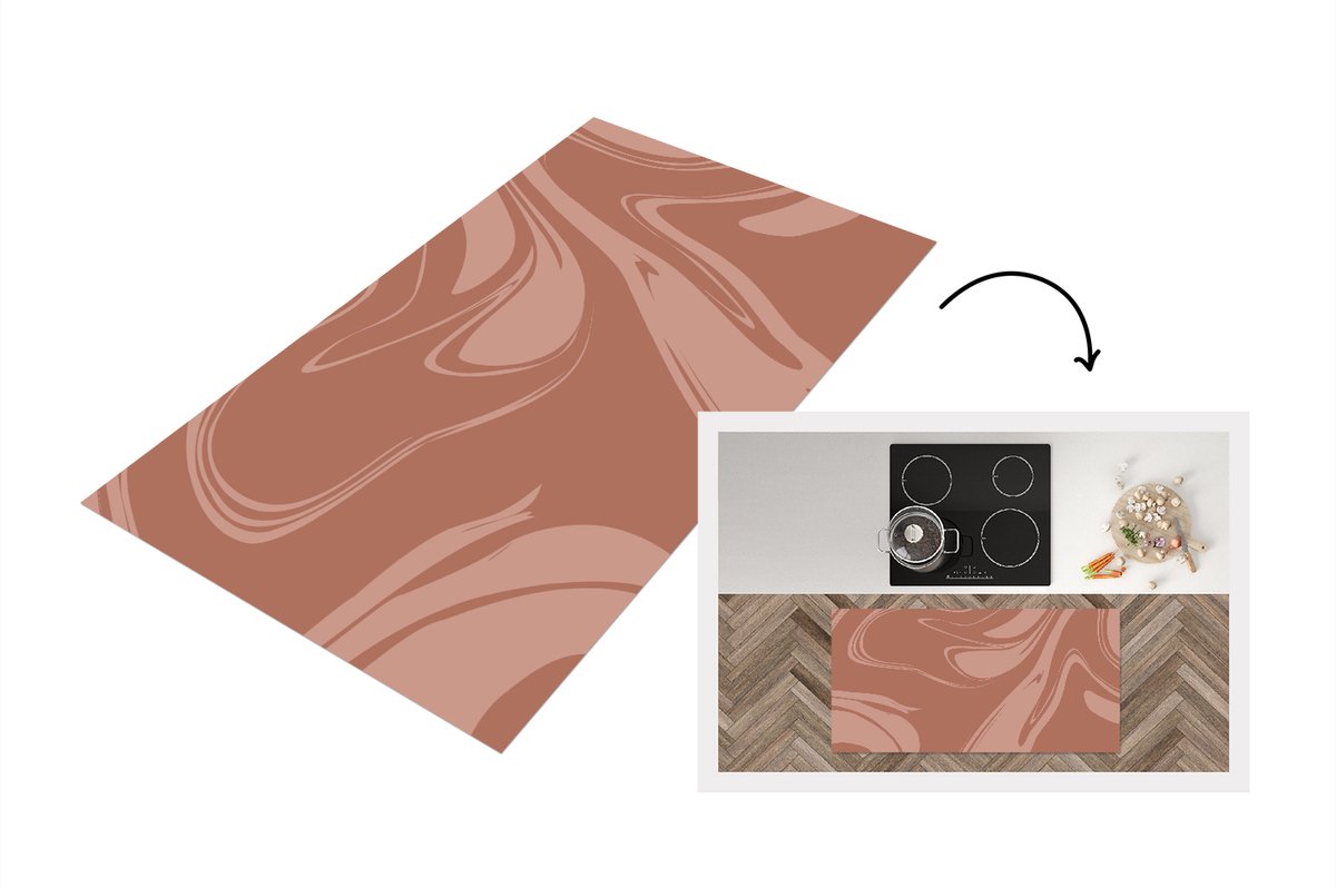 KitchenYeah Keukenloper - Loper keuken - Marmer - Chocolade - Patronen - 120x60 cm - Keukenloper vinyl Multicolor