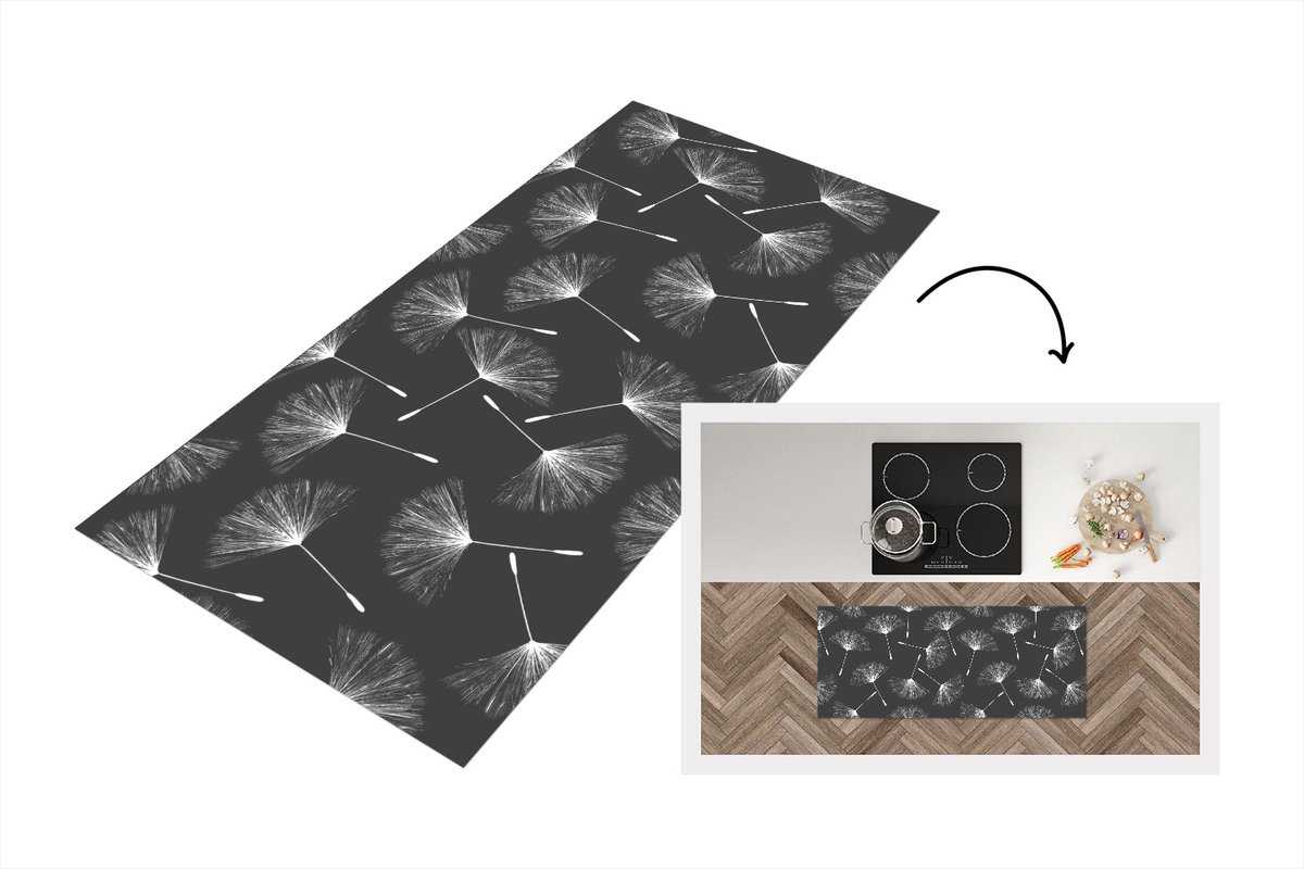 KitchenYeah Keukenloper - Loper keuken - Design - Paardenbloem - Plant - 120x50 cm - Keukenloper vinyl Multicolor